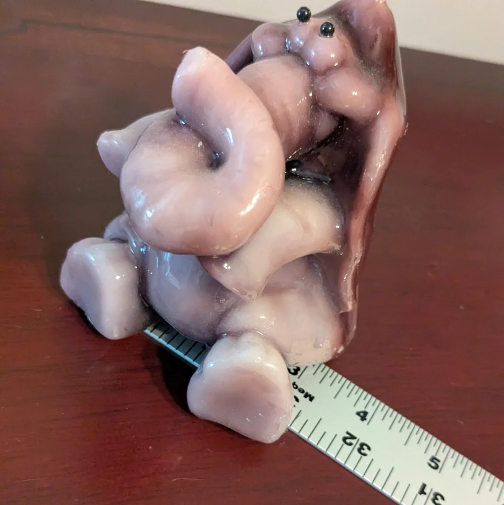 Vintage Northern Lights Candle Elephant Purple Shiny Trunk Up 5
